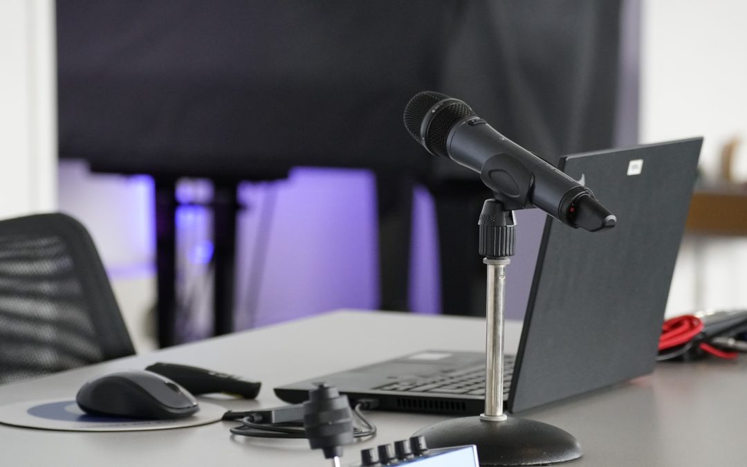 Microphone beside laptop