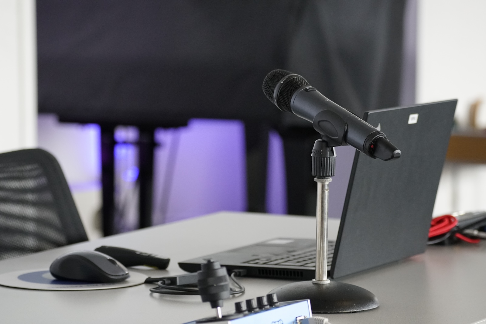 Microphone beside laptop